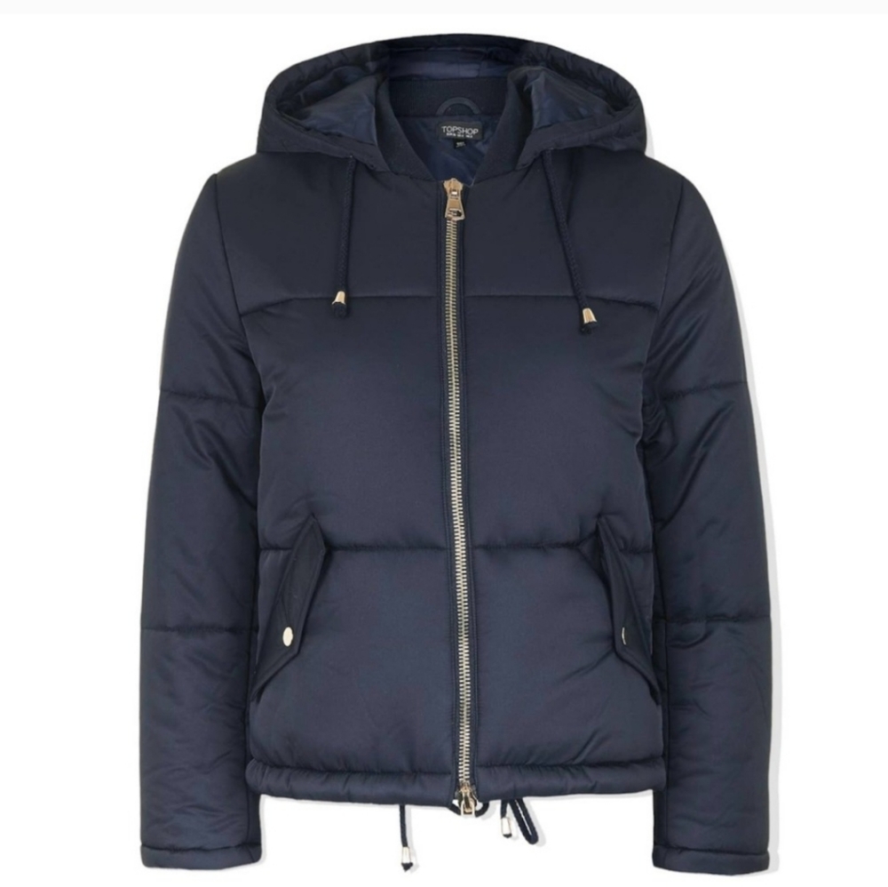 Topshop Navy Uniform Puffer Jacket